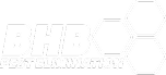 BHB logo in white with hexagon design