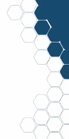 White honeycomb hexagon pattern on a background split between white and dark navy blue
